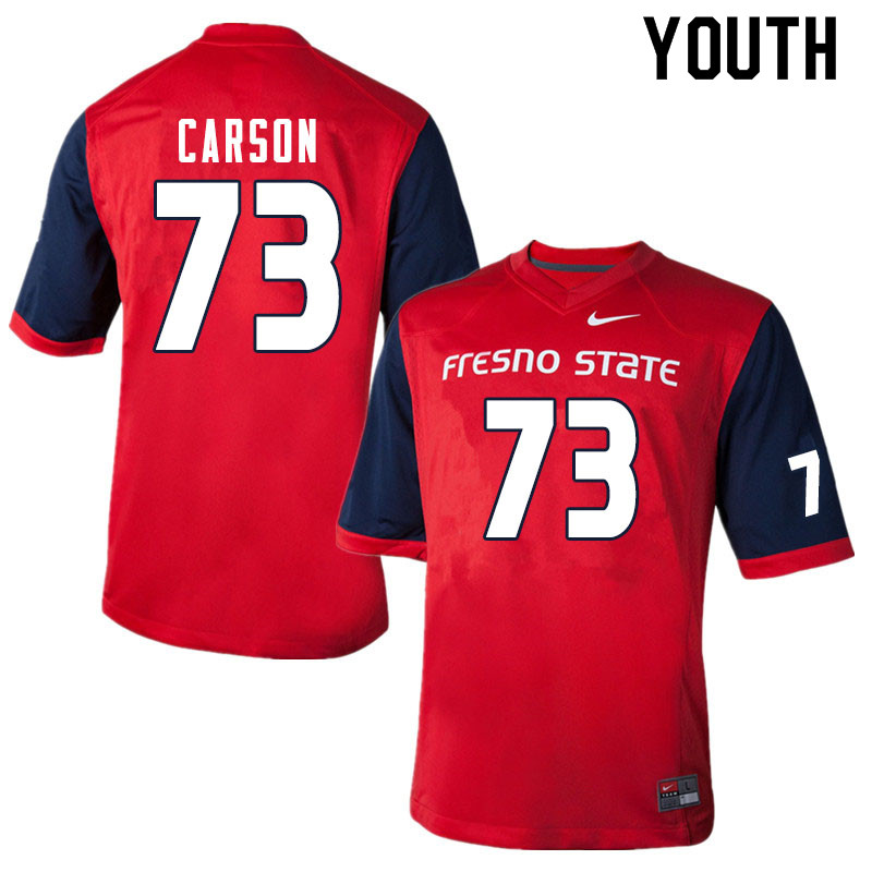 Youth #73 Elijah Carson Fresno State Bulldogs College Football Jerseys Sale-Red - Click Image to Close